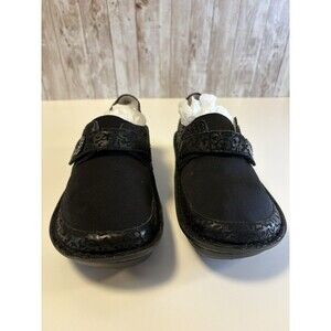 Alegria Brenna 365 Embossed Black Silver Crackle Clogs Loafers Women's Size 37